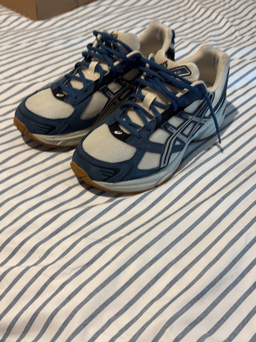 Asics Blue and Cream Athletic Running Shoes